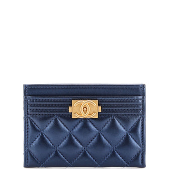 Chanel Boy Card Holder Quilted Lambskin