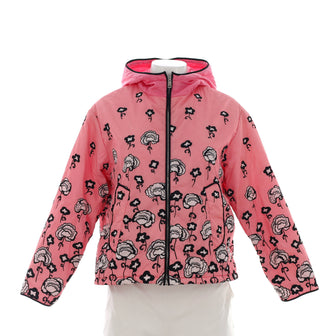 Prada Women's Hooded Zip Puffer Jacket Printed Polyester