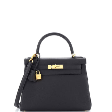 Hermes Kelly Handbag Black Togo with Gold Hardware 28