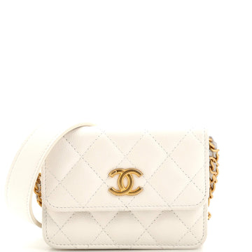 Chanel Twist Your Buttons Flap Coin Purse with Chain Quilted Shiny Caviar