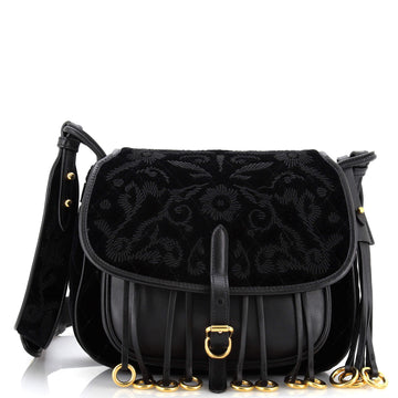 Prada Corsaire Messenger Bag Embroidered Quilted Velvet with Leather