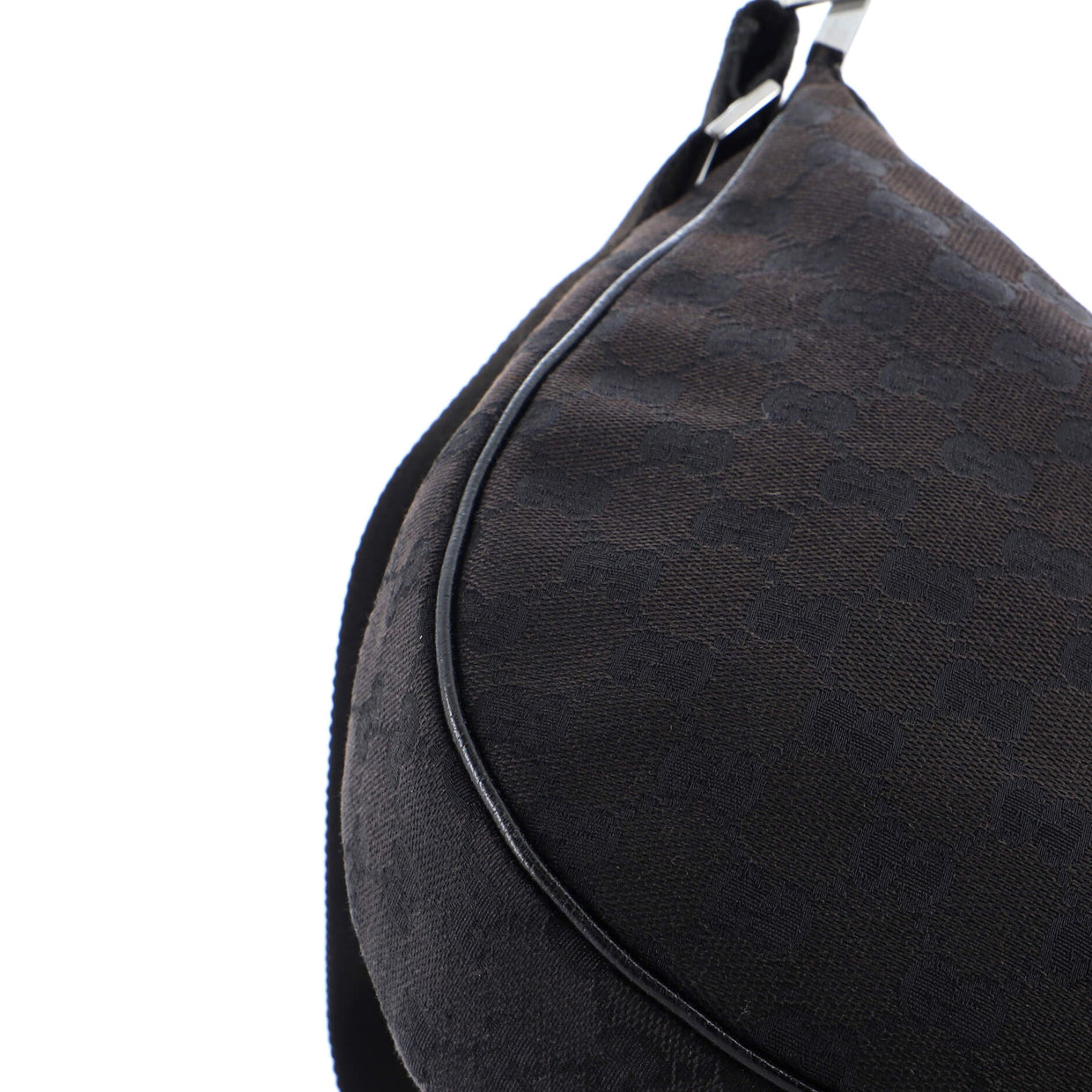 Gucci Saddle Zip Messenger Bag GG Canvas Medium Black 230474115