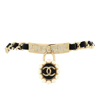 Chanel CC Flower Lock Choker Necklace Metal with Leather, Crystals, Faux  Pearls and Enamel Gold 230474170