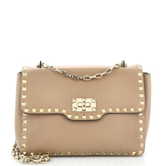 Valentino Garavani Rockstud Turn Lock Chain Flap Bag Leather Medium