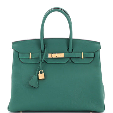 Hermes Birkin Handbag Green Togo with Gold Hardware 35
