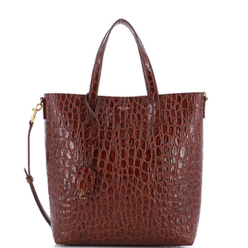 Saint Laurent Shopper Tote Crocodile Embossed Leather Toy