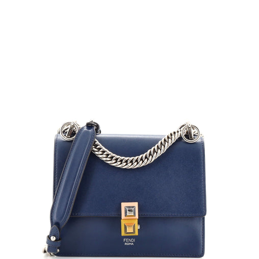 Fendi Kan I Bag Leather Small Blue 23047476