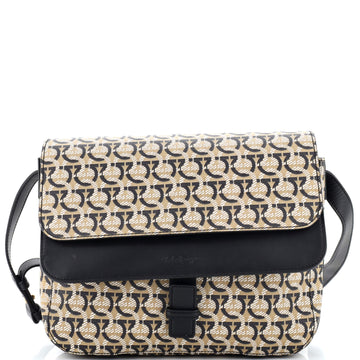 Salvatore Ferragamo Flap Messenger Bag Gancini Coated Canvas