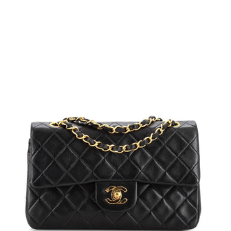 Chanel Vintage Classic Double Flap Bag Quilted Lambskin Small