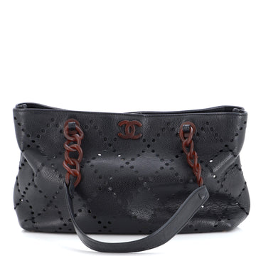 Chanel Vintage Resin Chain Shopping Tote Quilted Caviar Medium