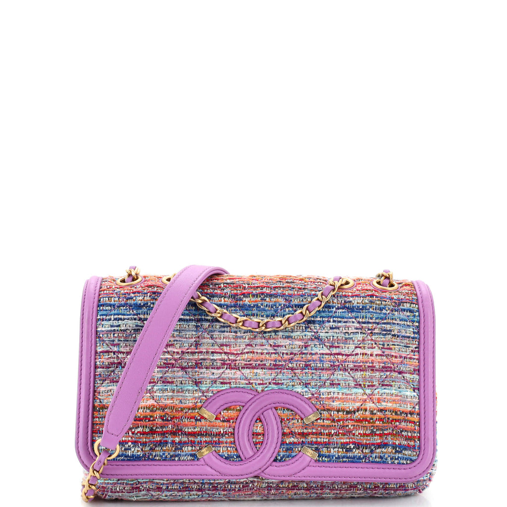 Chanel Filigree Flap Bag Quilted Tweed Small Multicolor 23048433