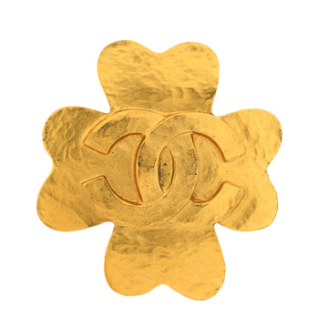 Chanel Vintage Clover CC Brooch Metal