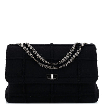 Chanel Chocolate Bar Mademoiselle Flap Bag Quilted Wool Jumbo