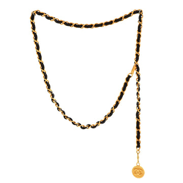 Chanel Vintage Medallion Chain Belt Metal and Leather