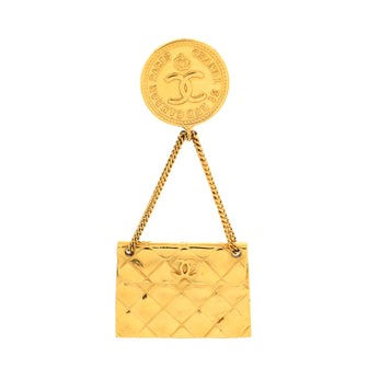 Chanel Vintage Medallion Flap Bag Brooch Metal