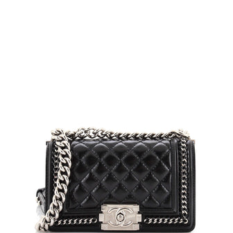 Chanel Boy Flap Bag Quilted Calfskin with Chain Detail Small