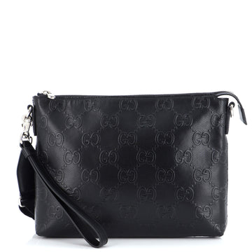 Gucci Convertible Messenger Bag GG Embossed Perforated Leather Medium