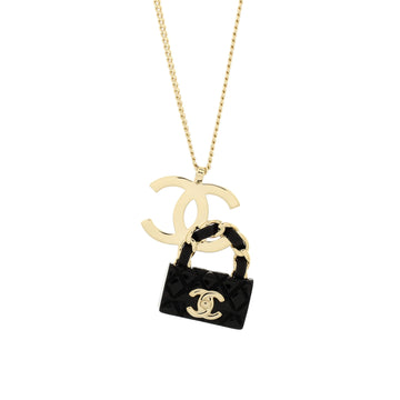 Chanel CC Flap Bag Pendant Long Necklace Metal and Enamel