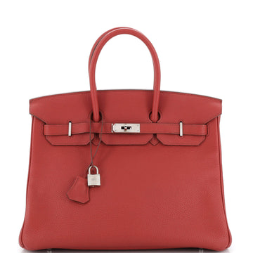 Hermes Birkin Handbag Red Togo with Palladium Hardware 35
