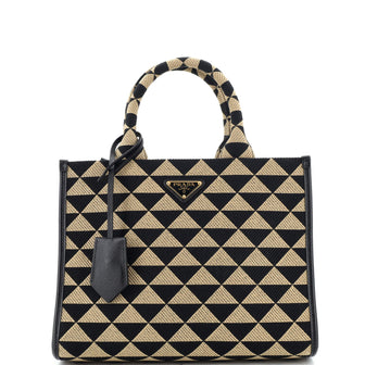 Prada Symbole Shopper Tote Jacquard Small