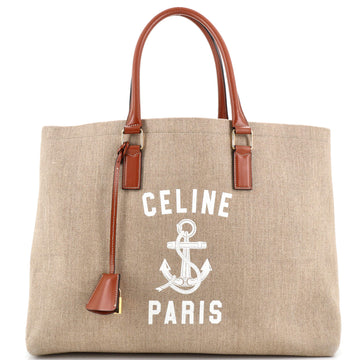 Celine St. Tropez Horizontal Cabas Tote Canvas with Leather