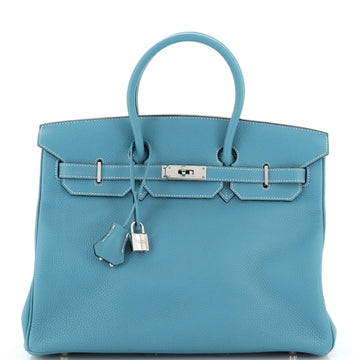 Hermes Birkin Handbag Blue Togo with Palladium Hardware 35