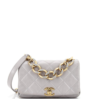 Chanel Color Match Flap Bag Quilted Lambskin Small Gray 230485253
