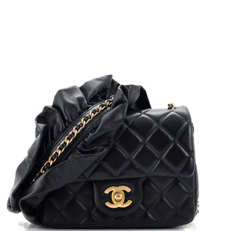 CHANEL, Bags, Chanel Vintage Lambskin Quilted Mini Square Flap Bag Black
