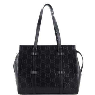 Gucci Tote Bag GG Embossed Perforated Leather