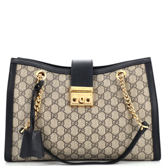 Gucci Padlock Chain Tote GG Coated Canvas Medium