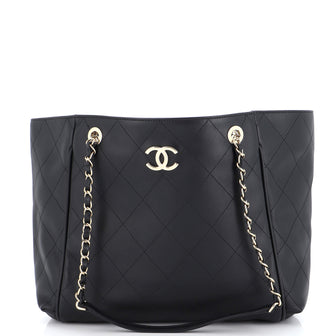 Chanel CC Chain Shopping Tote Stitched Calfskin Large