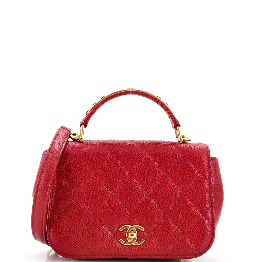 CHANEL Caviar Quilted Medium Easy Flap Coral 1252369