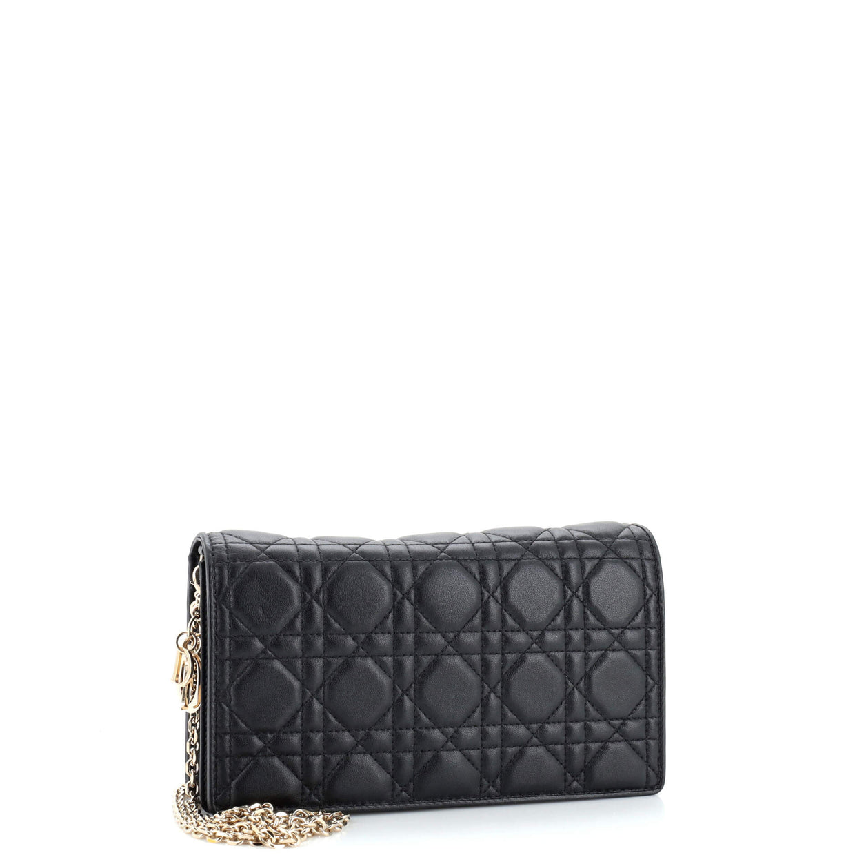 Christian Dior Lady Dior Wallet on Chain Pouch Cannage Quilt Lambskin Long Black 230485336