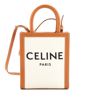 Celine Vertical Cabas Tote Canvas with Leather Mini