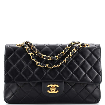 Chanel Vintage Classic Double Flap Bag Quilted Lambskin Medium