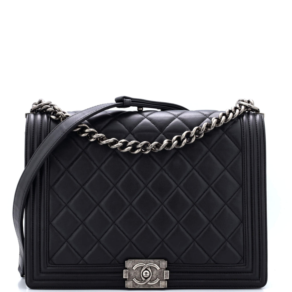 Chanel Boy Large Model Shoulder Bag in Black Quilted Leather