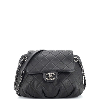 Chanel Pleated Accordion CC Flap Bag Quilted Caviar Small