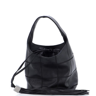 Chanel Square Stitch Tassel Hobo Quilted Leather Small