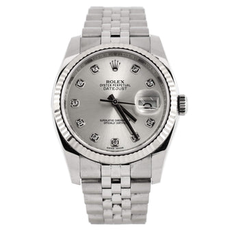 Rolex Oyster Perpetual Datejust Automatic Watch Stainless Steel and White Gold with Diamond Markers 36