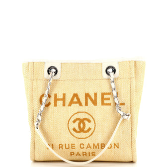Chanel North South Deauville Tote Raffia Small