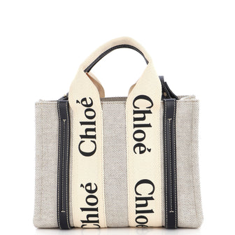 Chloe Woody Convertible Tote Canvas with Leather Small