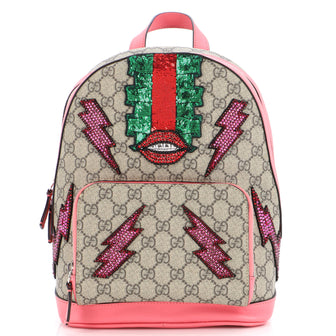 Gucci Zip Pocket Backpack Embellished GG Coated Canvas Small