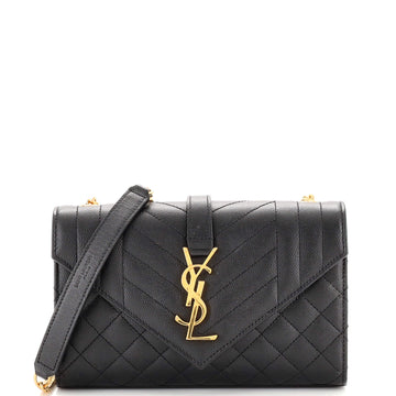 Saint Laurent Classic Monogram Envelope Satchel Mixed Matelasse Leather Small