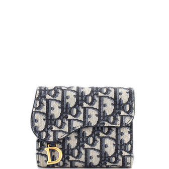 Christian Dior Saddle Flap Wallet Oblique Canvas Mini