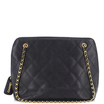 Chanel Vintage Zipped Chain Tote Quilted Caviar Medium