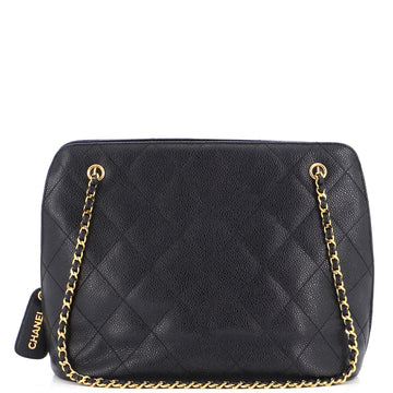 Chanel Vintage Zipped Chain Tote Quilted Caviar Medium