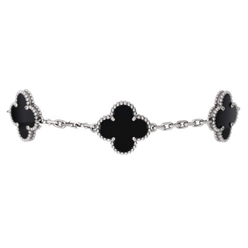 Van Cleef & Arpels Vintage Alhambra 5 Motifs Bracelet 18K White Gold and Onyx