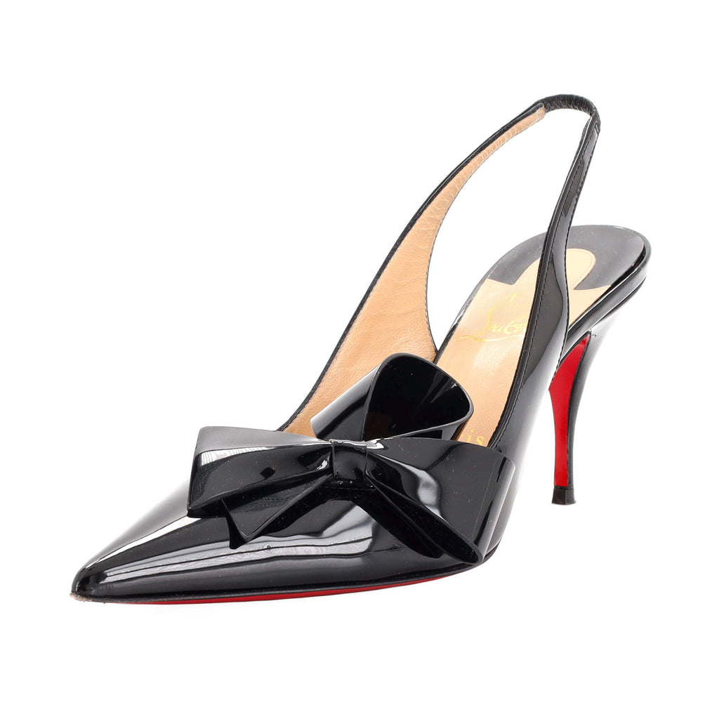 Christian Louboutin Women's Clare Nodo Slingback Pumps Patent 80 230539
