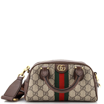 Gucci Ophidia Convertible Boston Top Handle Bag GG Coated Canvas Mini