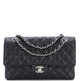 Chanel Classic Double Flap Bag Quilted Caviar Medium Black 2305701